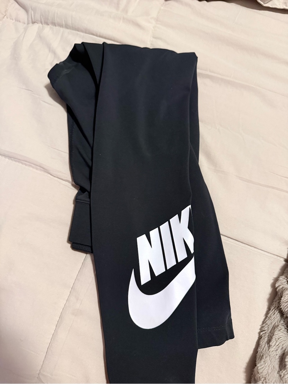 Nike Black Leggings with White Swoosh Logo